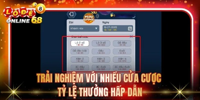 Trải nghiệm với nhiều cửa cược tỷ lệ thưởng hấp dẫn